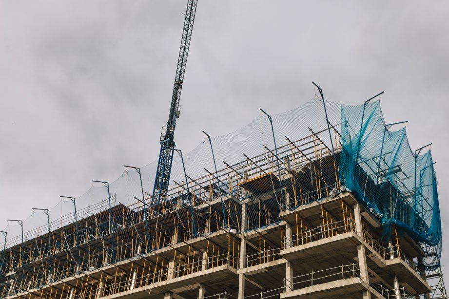 Construction site with scaffolding